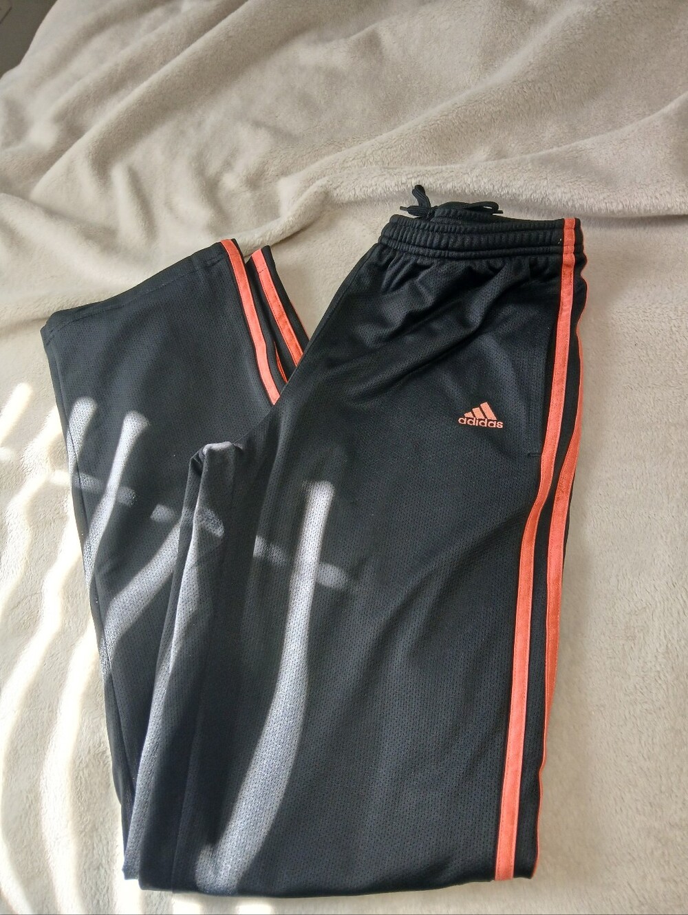 adidas Black Joggers with Coral Side Stripes